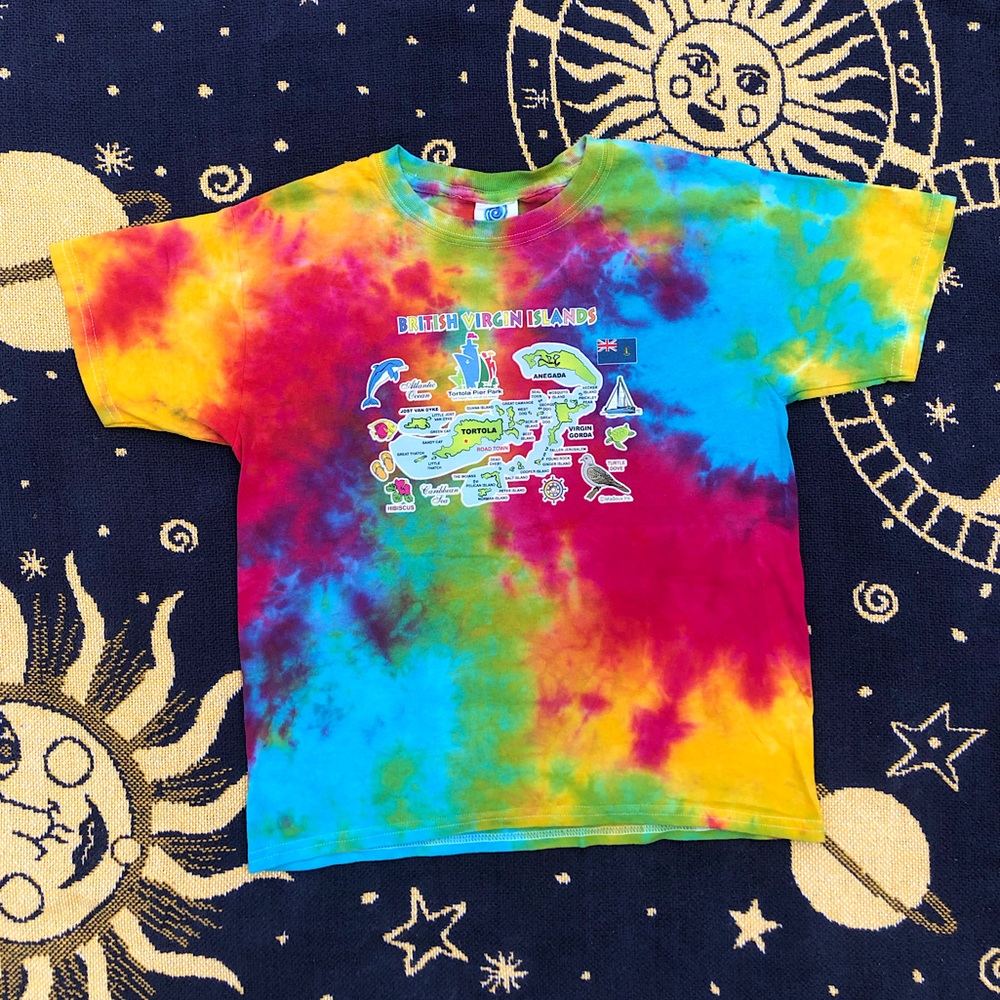 Tie-dye Kids Travel Cotton T Shirt British Virgin Islands size S 6/8